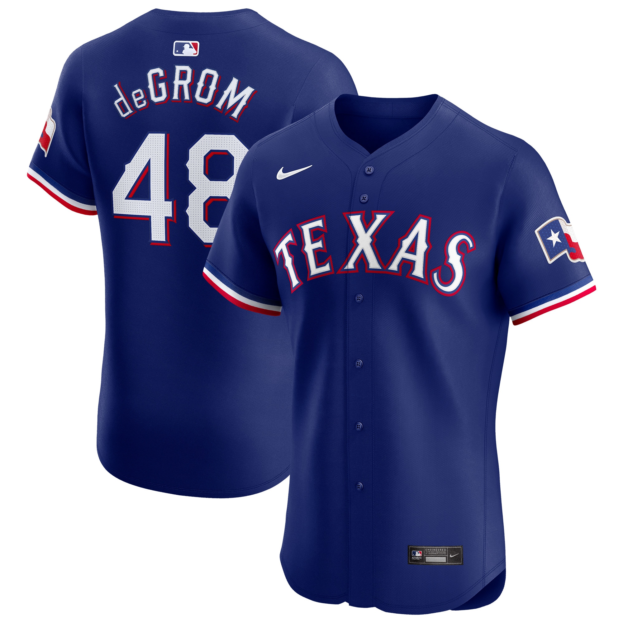 Men's Texas Rangers Jacob deGrom Royal Alternate Elite Player Baseball Jersey - JS499 