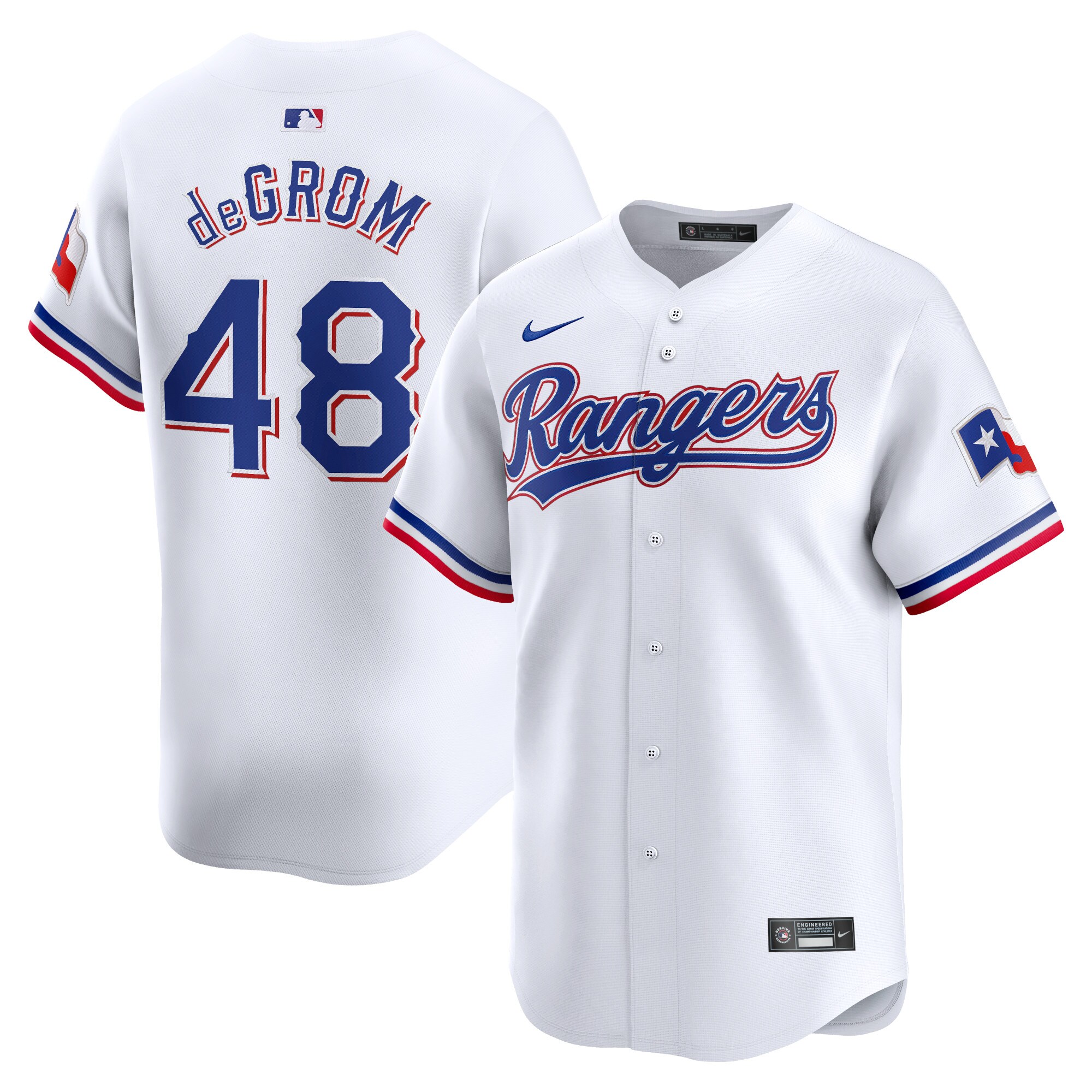 Men's Texas Rangers Jacob deGrom White Home Limited Player Baseball Jersey - JS390 