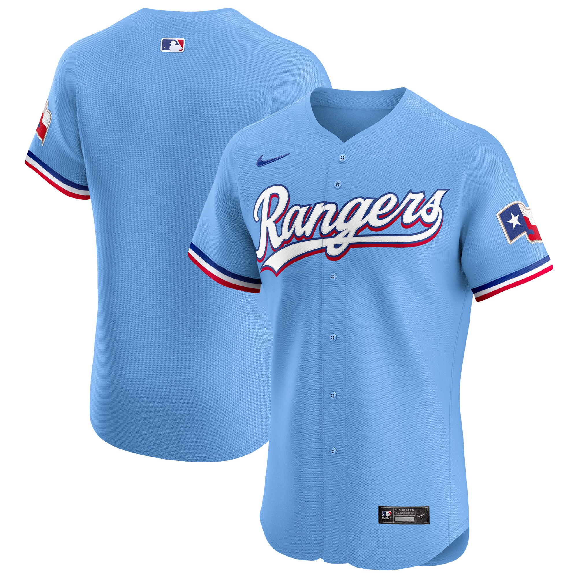 Men's Texas Rangers Light Blue Alternate Vapor Premier Elite Patch Jersey - JS920 