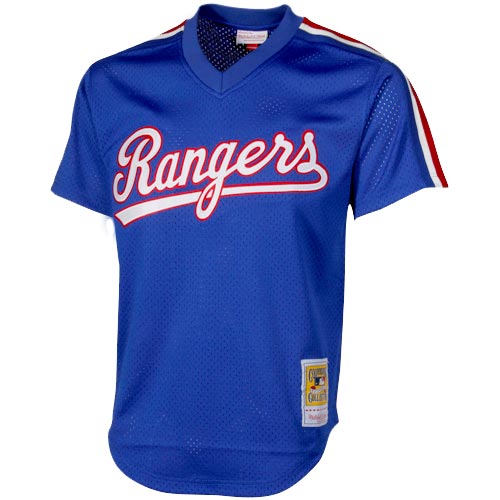 Alternative view of Men's Texas Rangers Nolan Ryan Mitchell & Ness Royal 1989 Cooperstown Collection Mesh Batting Practice Baseball Jersey - JS970 