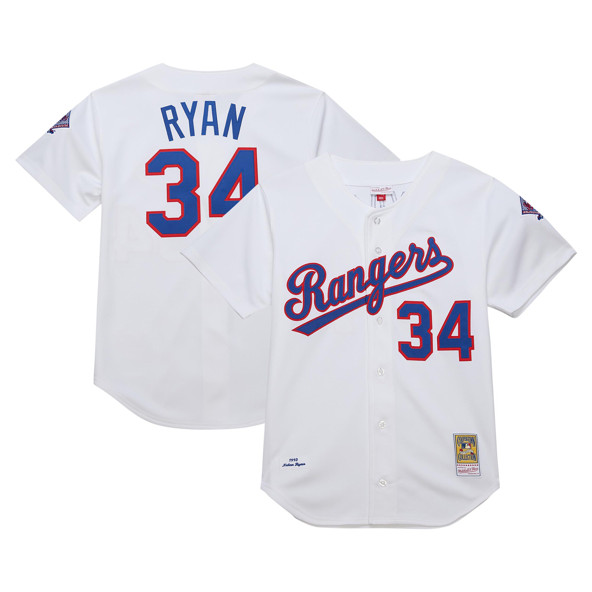 Men's Texas Rangers Nolan Ryan Mitchell & Ness White 1993 Cooperstown Collection Baseball Jersey - JS701 