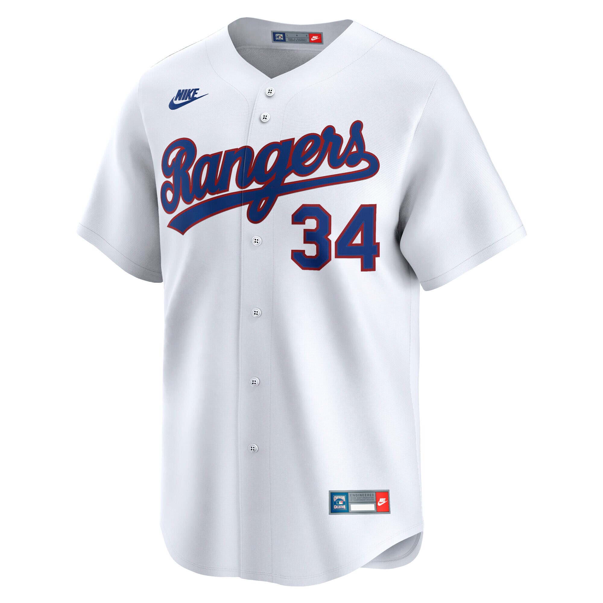 Alternative view of Men's Texas Rangers Nolan Ryan White Throwback Cooperstown Collection Limited Baseball Jersey - JS848 