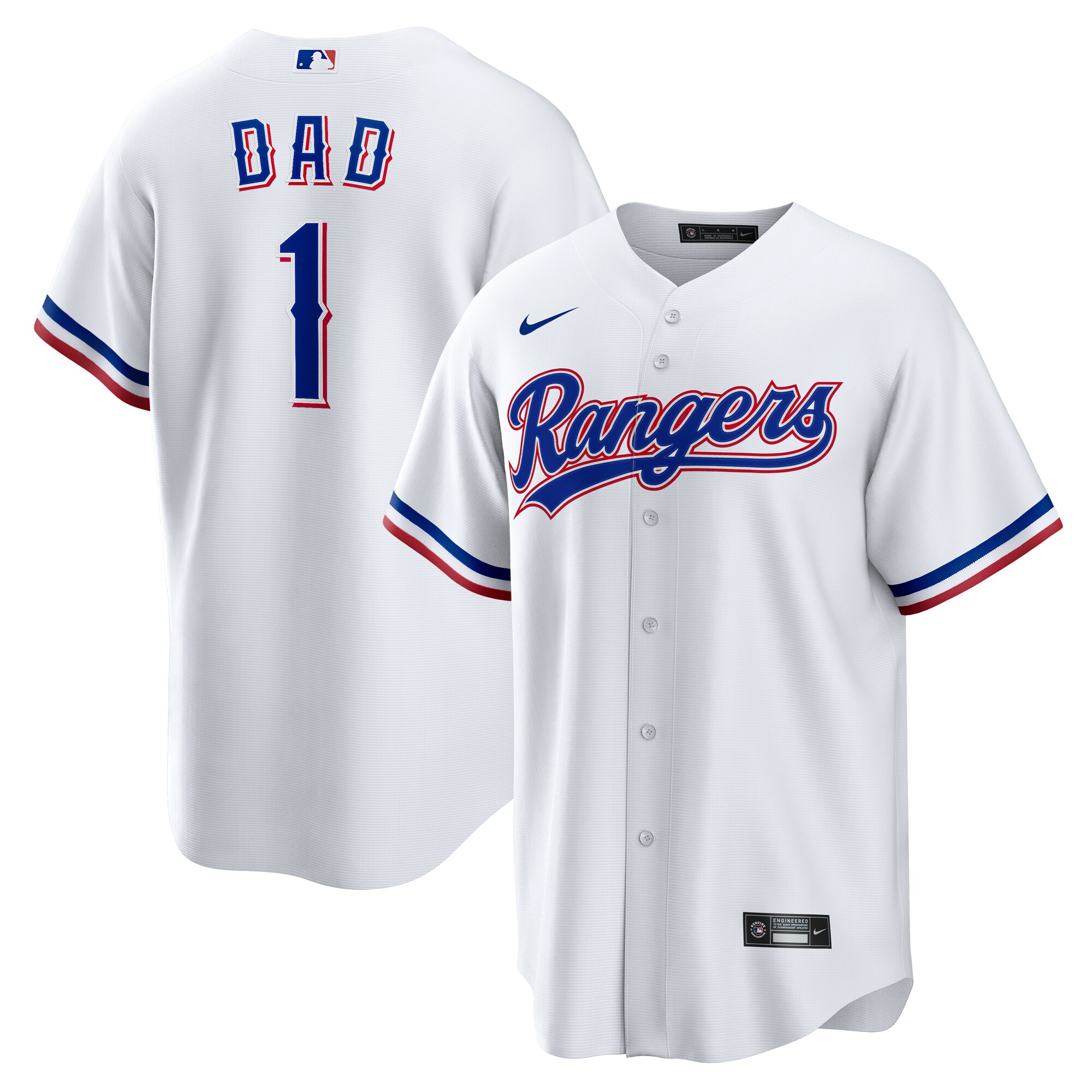 Men's Texas Rangers White #1 Dad Home Baseball Jersey - JS286 