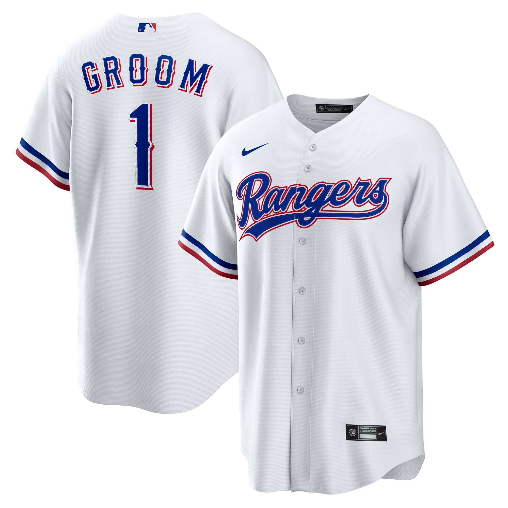 Men's Texas Rangers White #1 Groom Home Baseball Jersey - JS803 