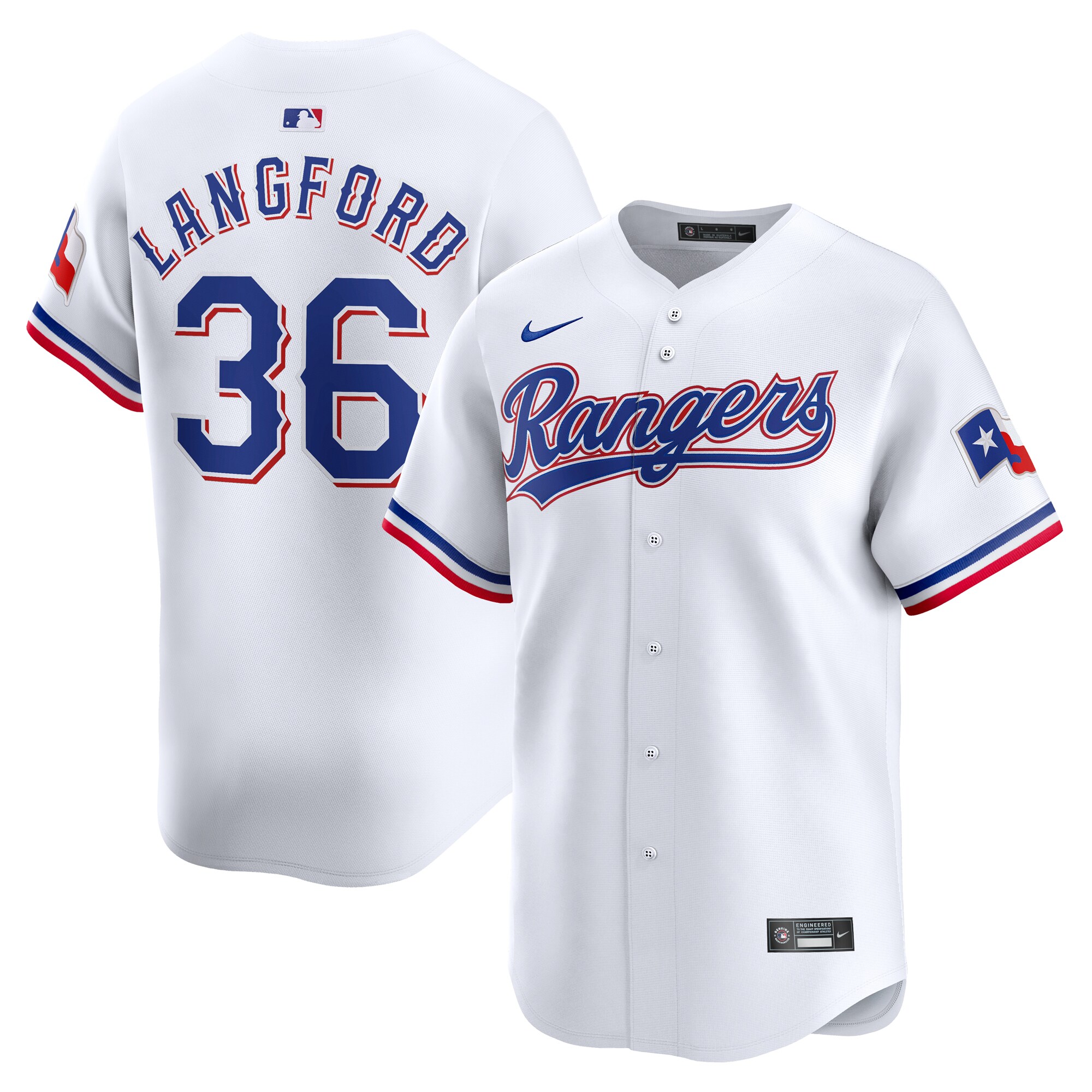 Men's Texas Rangers Wyatt Langford White Home Limited Player Jersey - JS301 