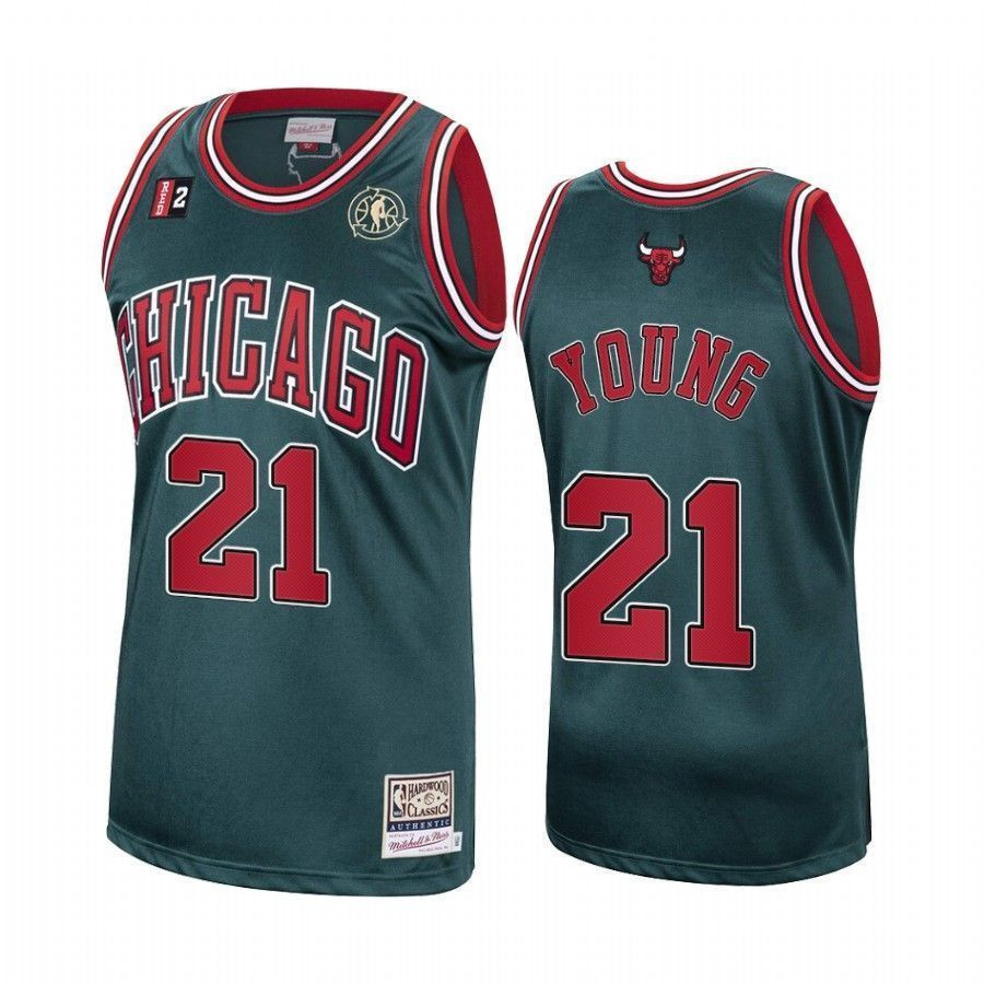 Men's Thaddeus Young 21 Chicago Bulls Green Hardwood Classics Basketball Jersey - JS998 