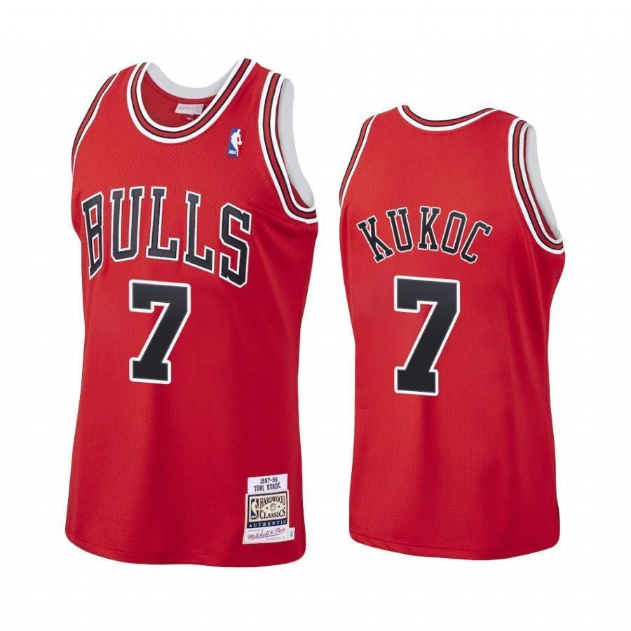Men's Toni Kukoc 7 Chicago Bulls Red Hardwood Classics Basketball Jersey - JS157 