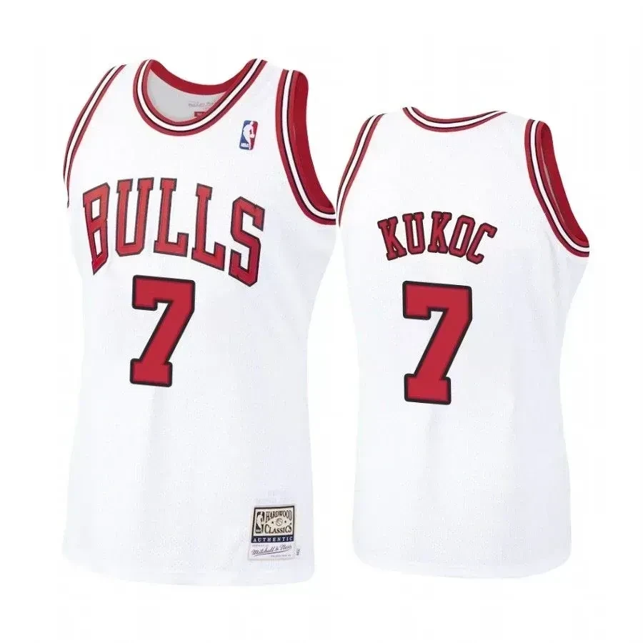 Men's Toni Kukoc 7 Chicago Bulls White Hardwood Classics Basketball Jersey - JS178 