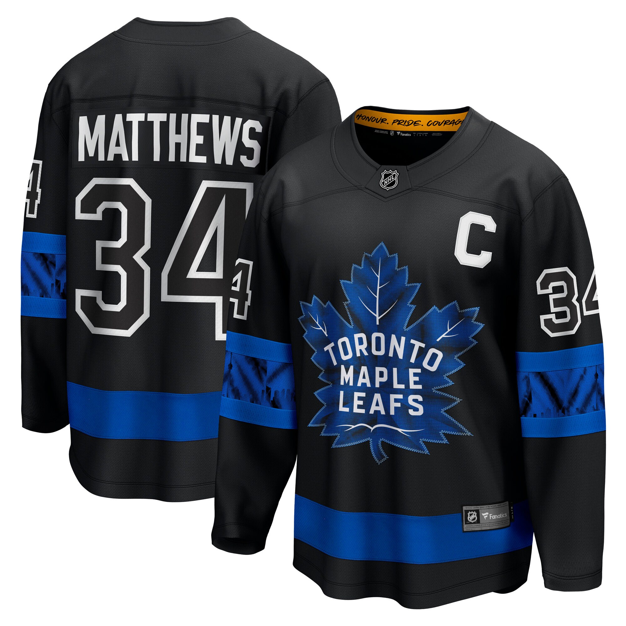 Men's Toronto Maple Leafs Auston Matthews Black "C" Premier Breakaway Player Jersey - JS290 