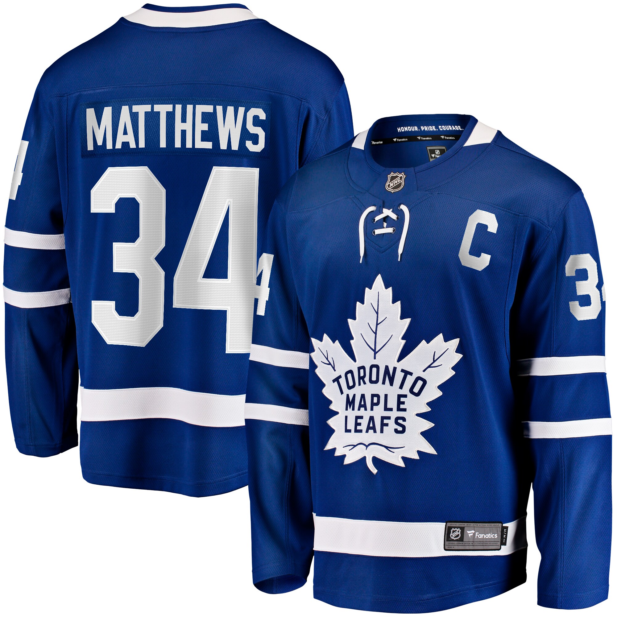Men's Toronto Maple Leafs Auston Matthews Blue Captain Patch Home Breakaway Player Jersey - JS294 