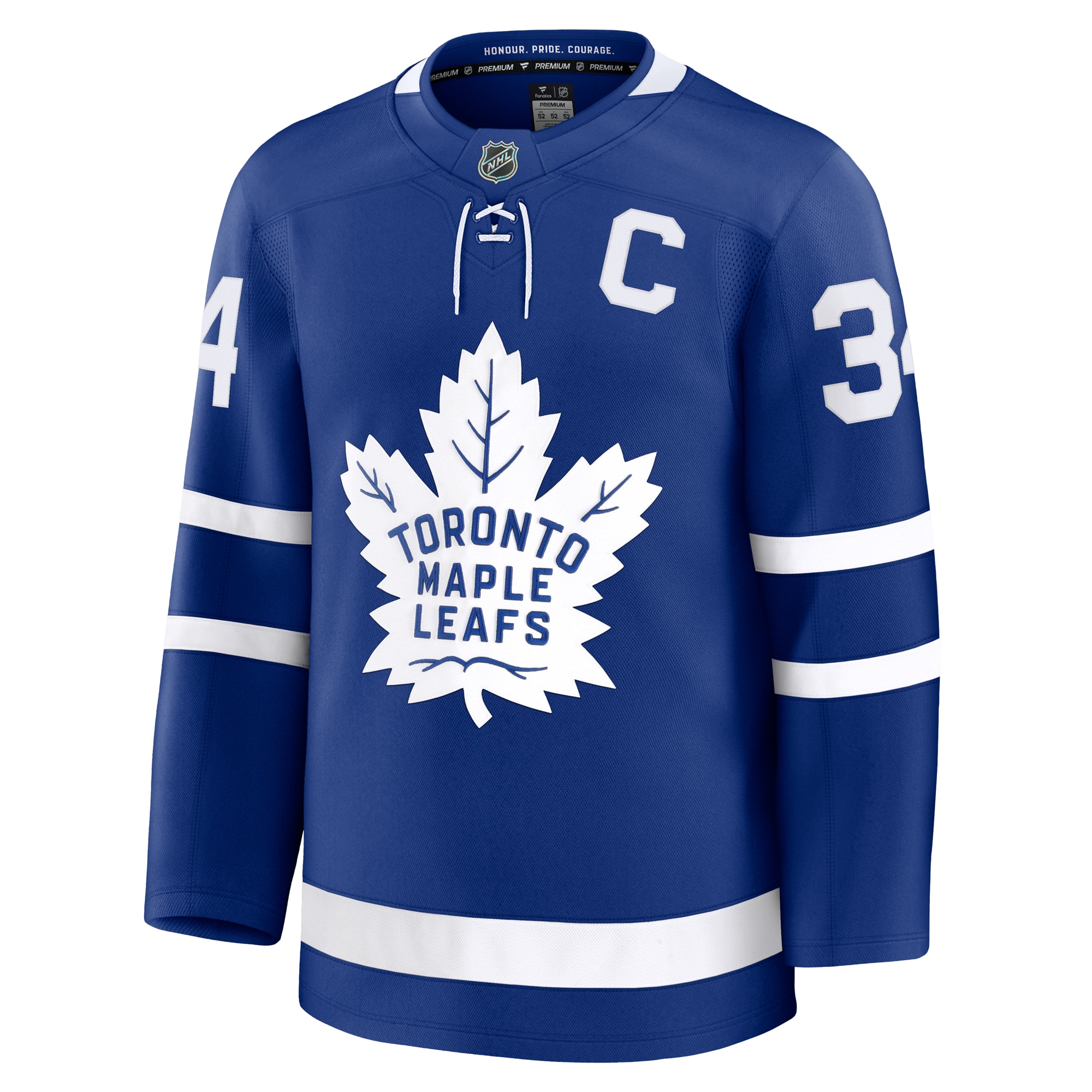 Alternative view of Men's Toronto Maple Leafs Auston Matthews Blue Captain Patch Home Premium Jersey - JS397 