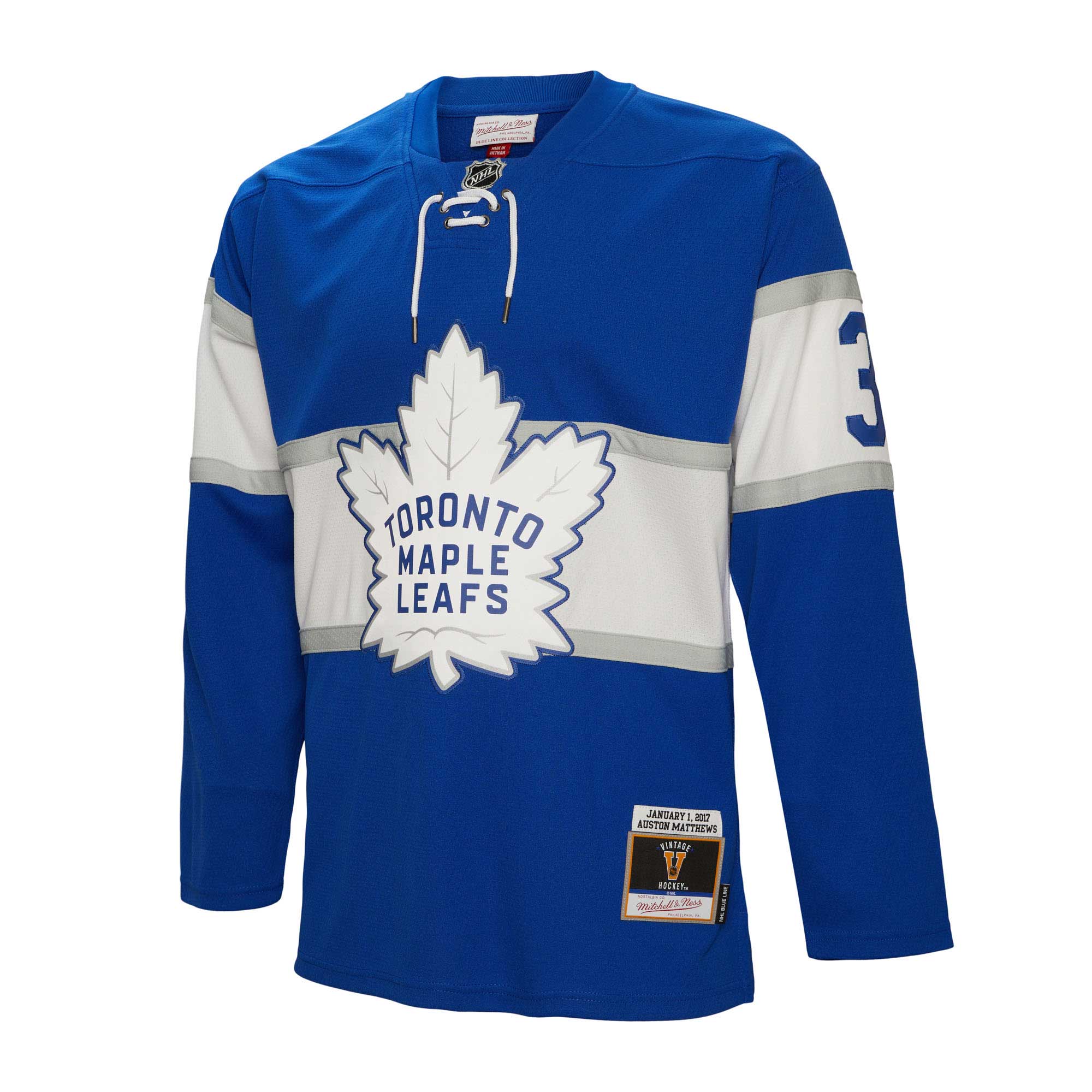 Alternative view of Men's Toronto Maple Leafs Auston Matthews Mitchell & Ness Blue 2017 Winter Classic Blue Line Player Jersey - JS483 