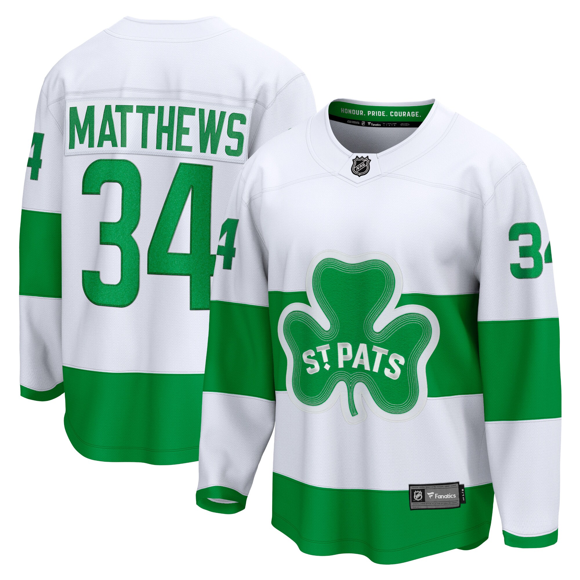 Men's Toronto Maple Leafs Auston Matthews White St. Patricks Alternate Premier Breakaway Player Jersey - JS755 