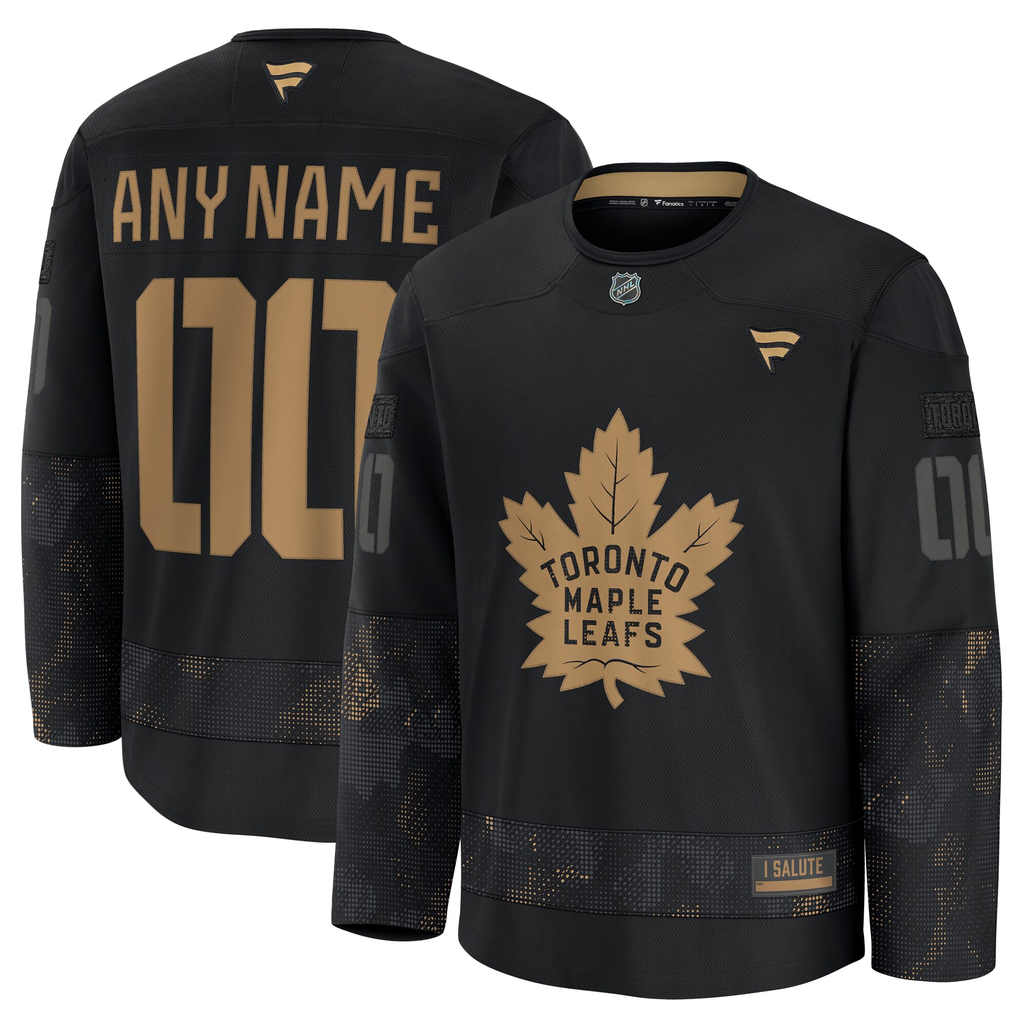 Men's Toronto Maple Leafs Black 2024 Military Appreciation Custom Practice Jersey - JS603 