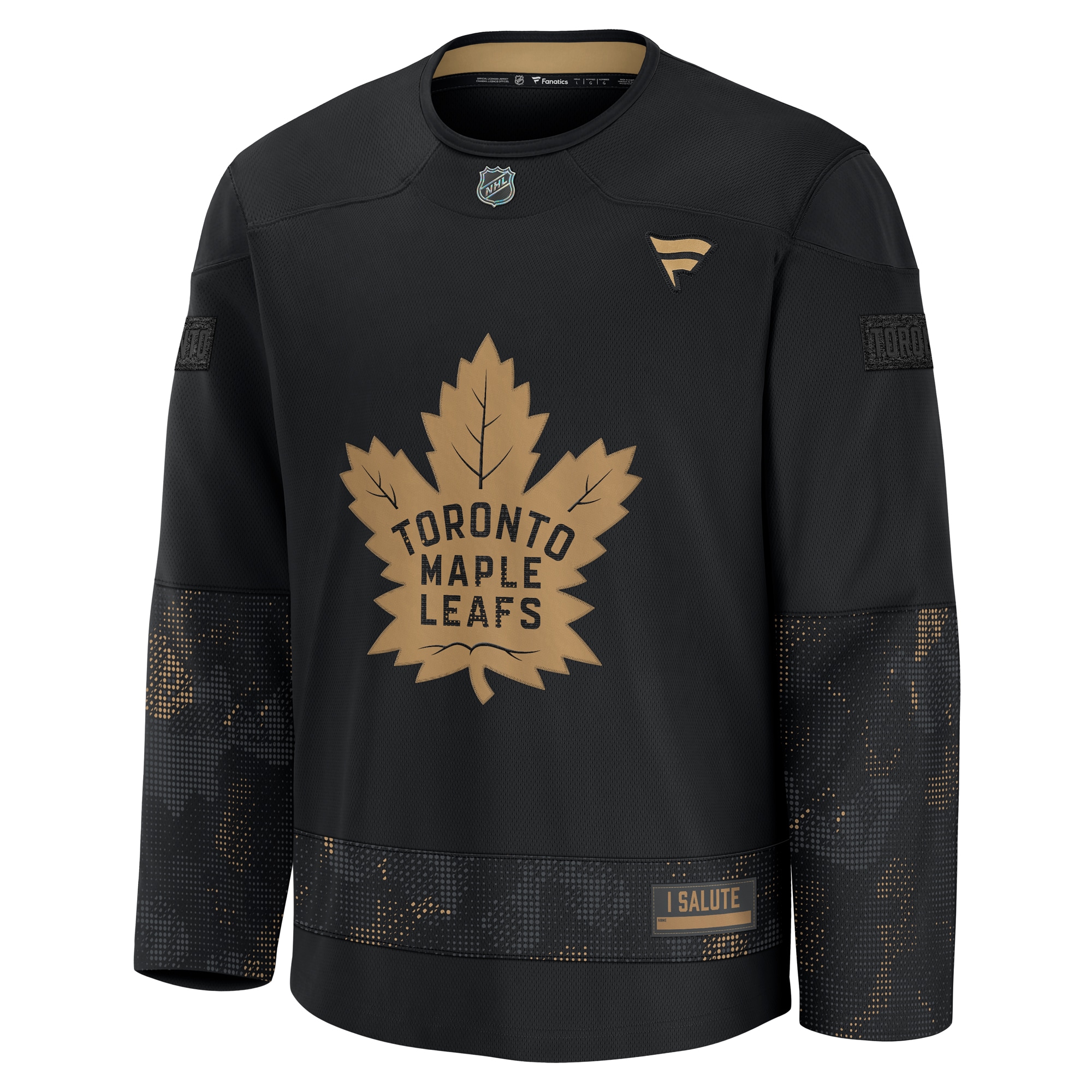 Alternative view of Men's Toronto Maple Leafs Black 2024 Military Appreciation Practice Jersey - JS818 