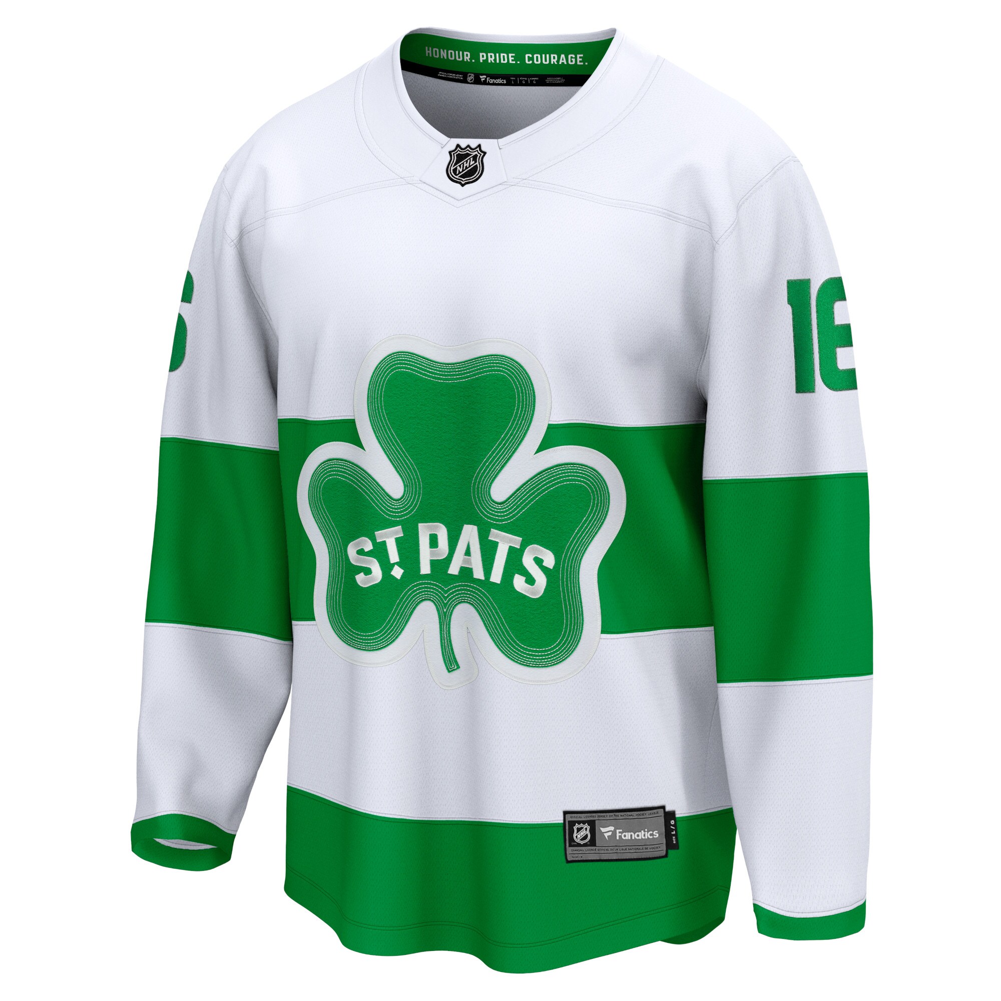 Alternative view of Men's Toronto Maple Leafs Mitch Marner White St. Patricks Alternate Premier Breakaway Player Hockey Jersey - JS686 