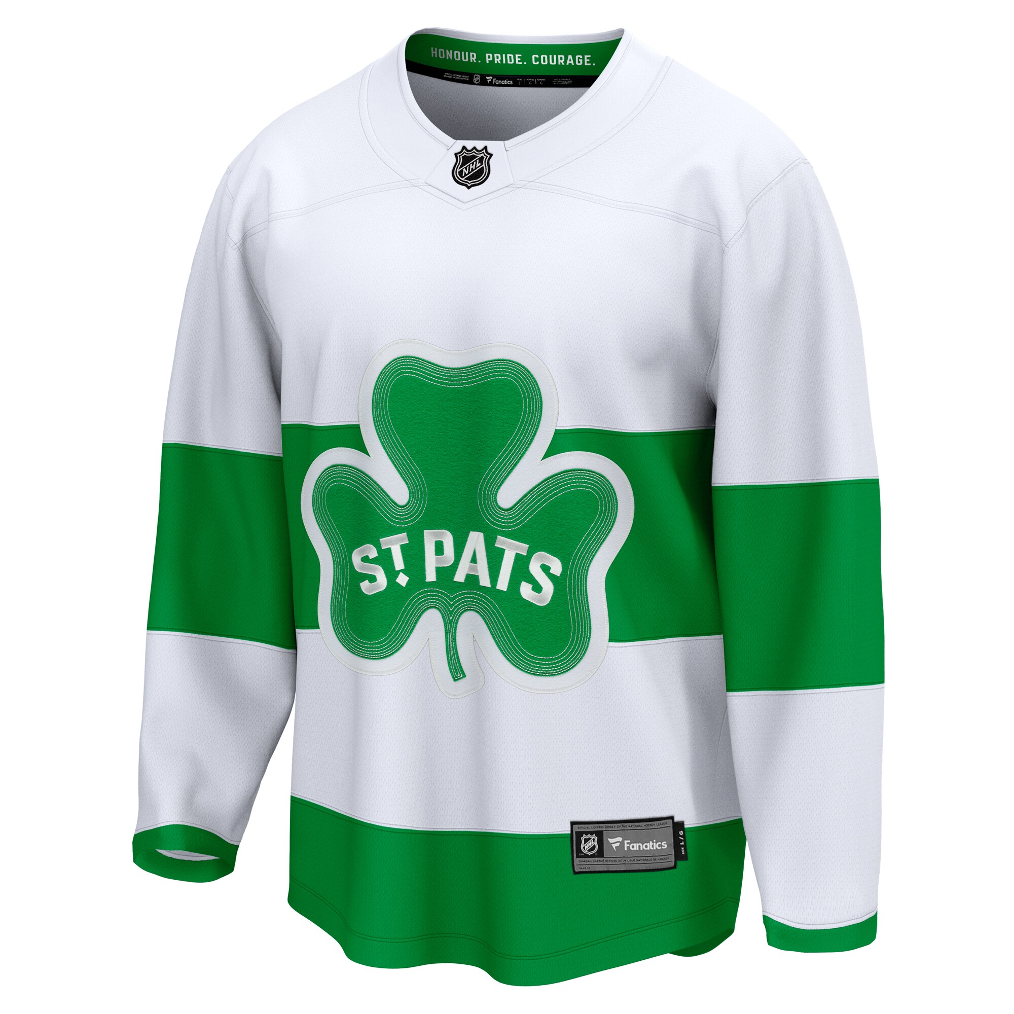 Alternative view of Men's Toronto Maple Leafs White St. Patricks Alternate Premier Breakaway Hockey Jersey - JS756 