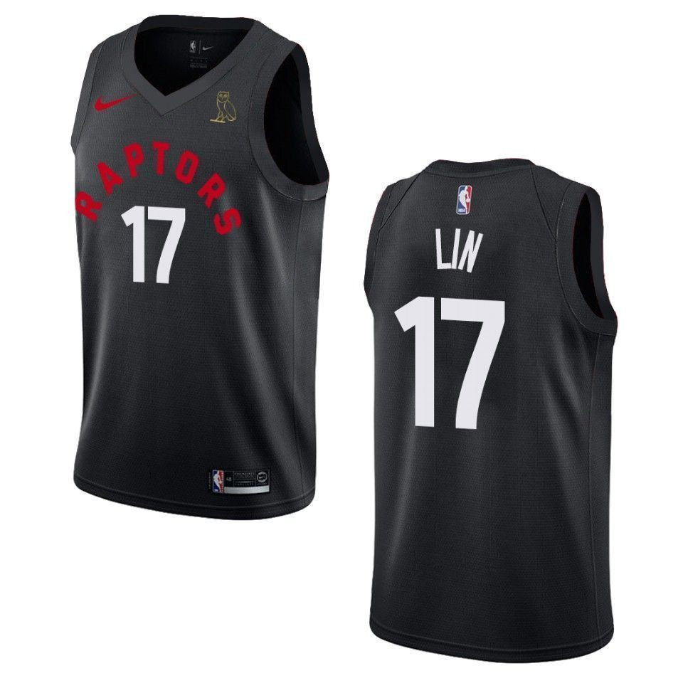 Men's Toronto Raptors 17 Jeremy Lin Drake Ovo Collection Basketball Jersey - Black - JS290 