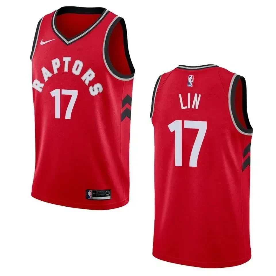 Men's Toronto Raptors 17 Jeremy Lin Icon Swingman Basketball Jersey - Red - JS166 