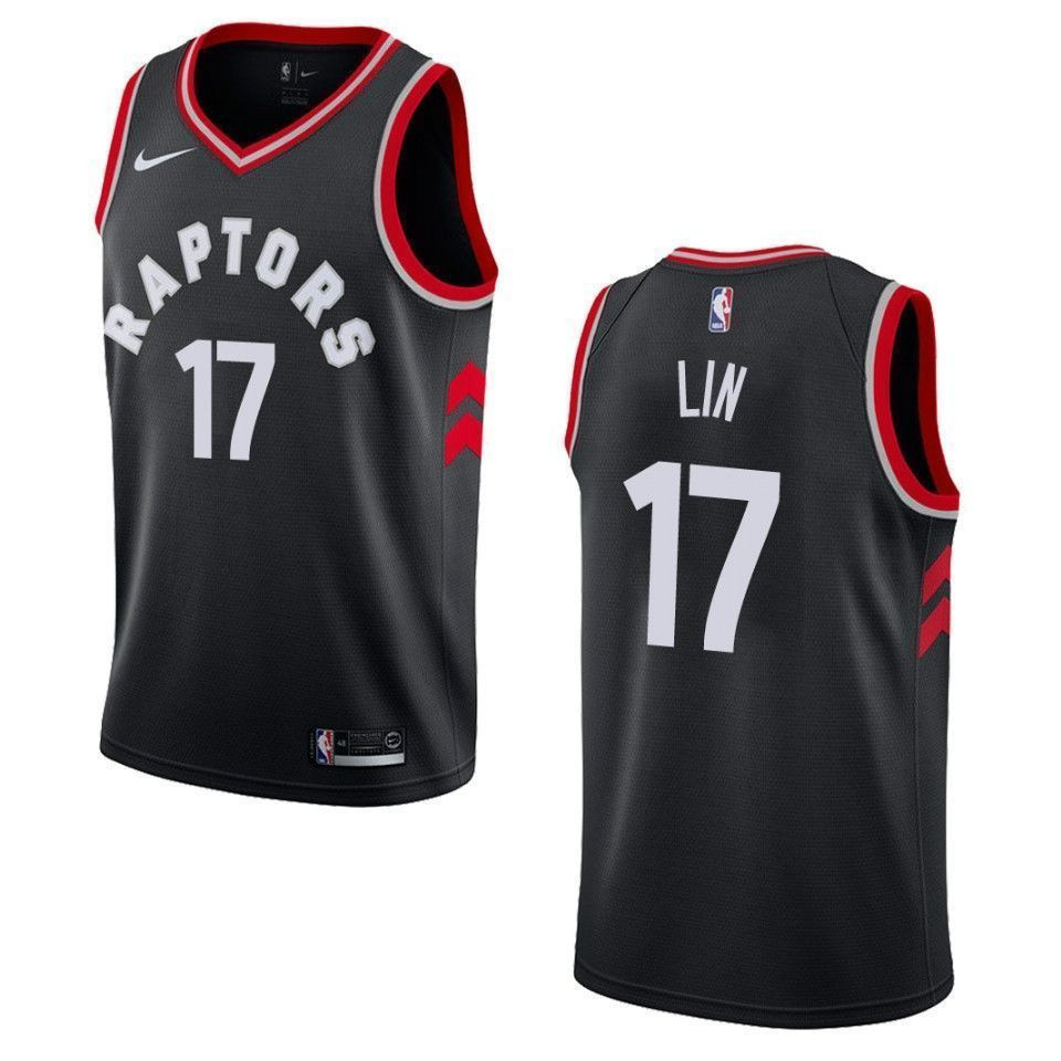 Men's Toronto Raptors 17 Jeremy Lin Statement Swingman Basketball Jersey - Black - JS894 