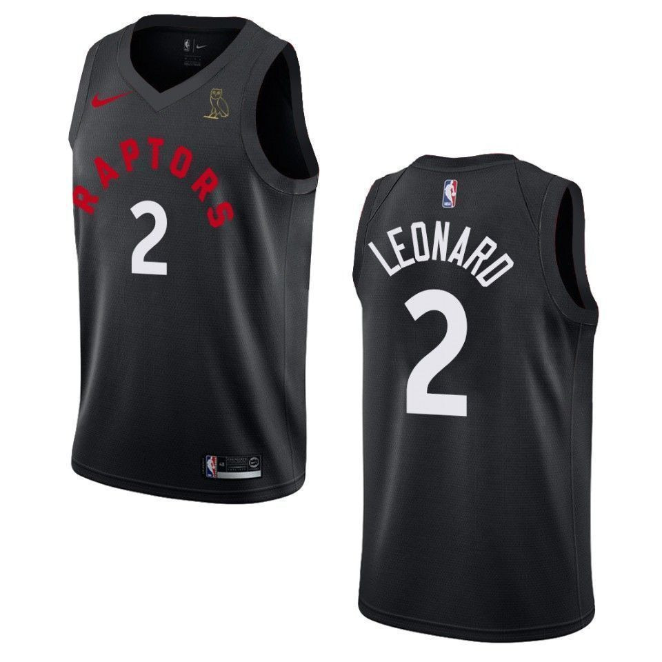 Men's Toronto Raptors 2 Kawhi Leonard Drake Ovo Collection Basketball Jersey - Black - JS837 