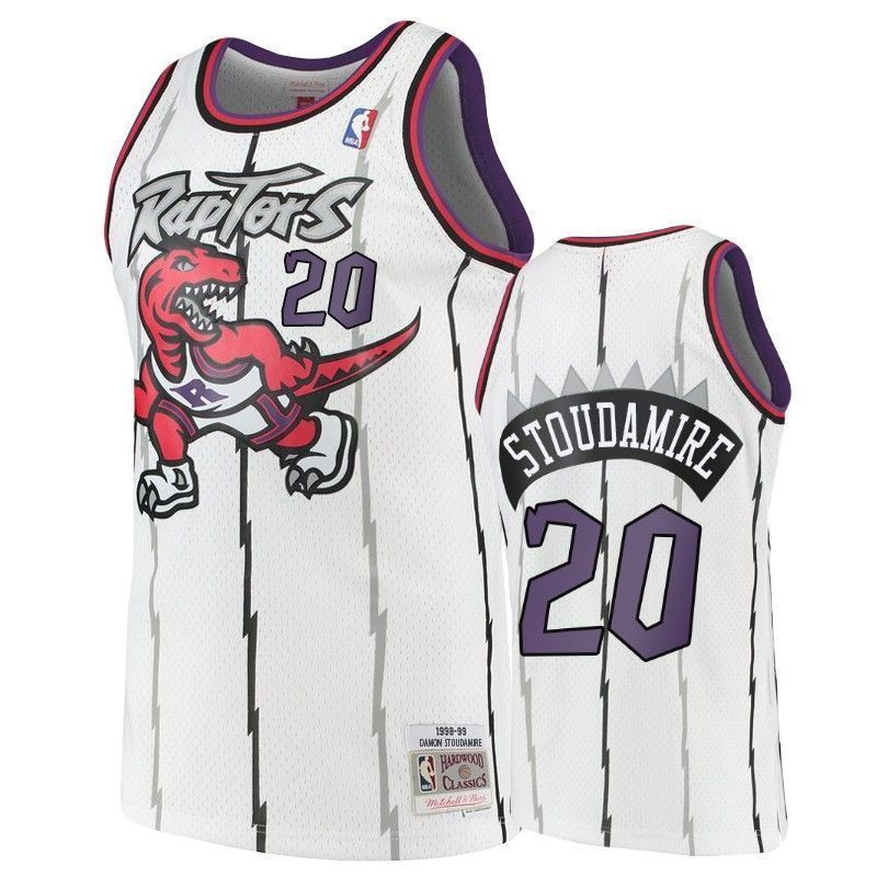 Men's Toronto Raptors 20 Damon Stoudamire White Hardwood Classics Basketball Jersey - JS684 