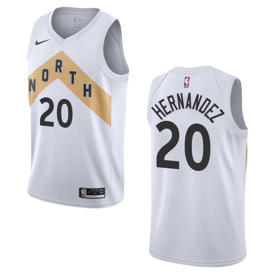 Men's Toronto Raptors 20 Dewan Hernandez City Swingman Basketball Jersey - White - JS251 