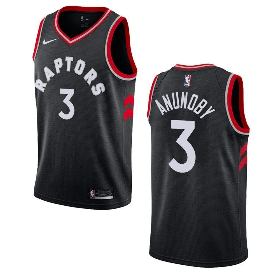 Men's Toronto Raptors 3 Og Anunoby Statement Swingman Basketball Jersey - Black - JS378 