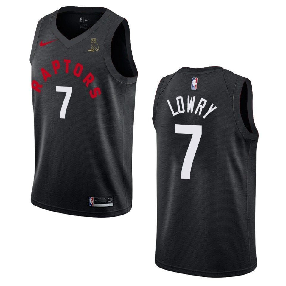 Men's Toronto Raptors 7 Kyle Lowry Drake Ovo Collection Basketball Jersey - Black - JS887 