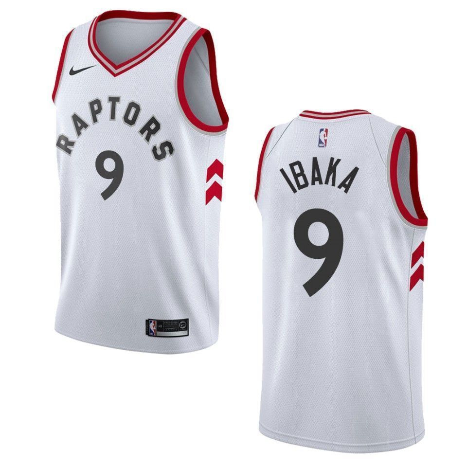 Men's Toronto Raptors 9 Serge Ibaka Association Swingman Basketball Jersey - White - JS579 