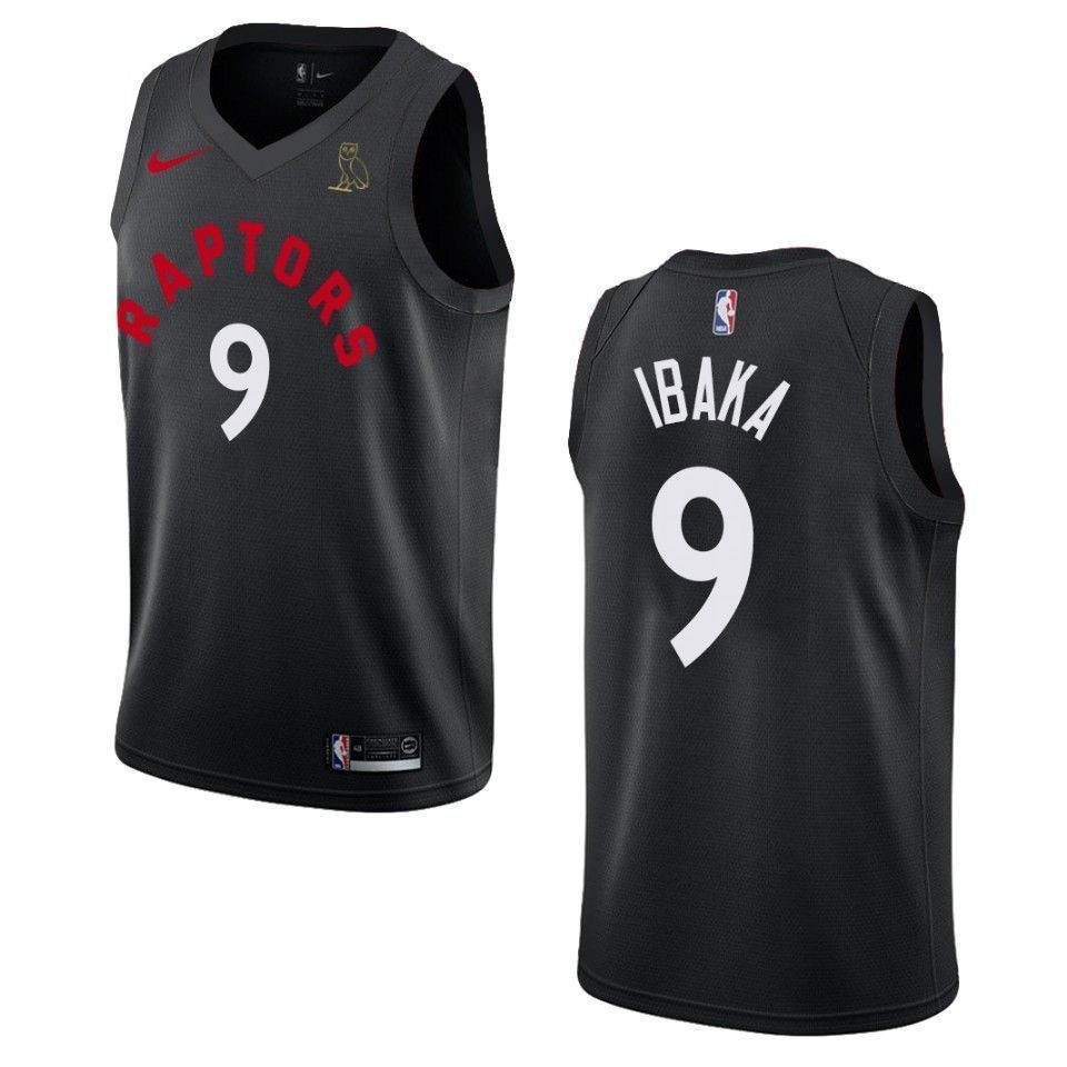Men's Toronto Raptors 9 Serge Ibaka Drake Ovo Collection Basketball Jersey - Black - JS856 