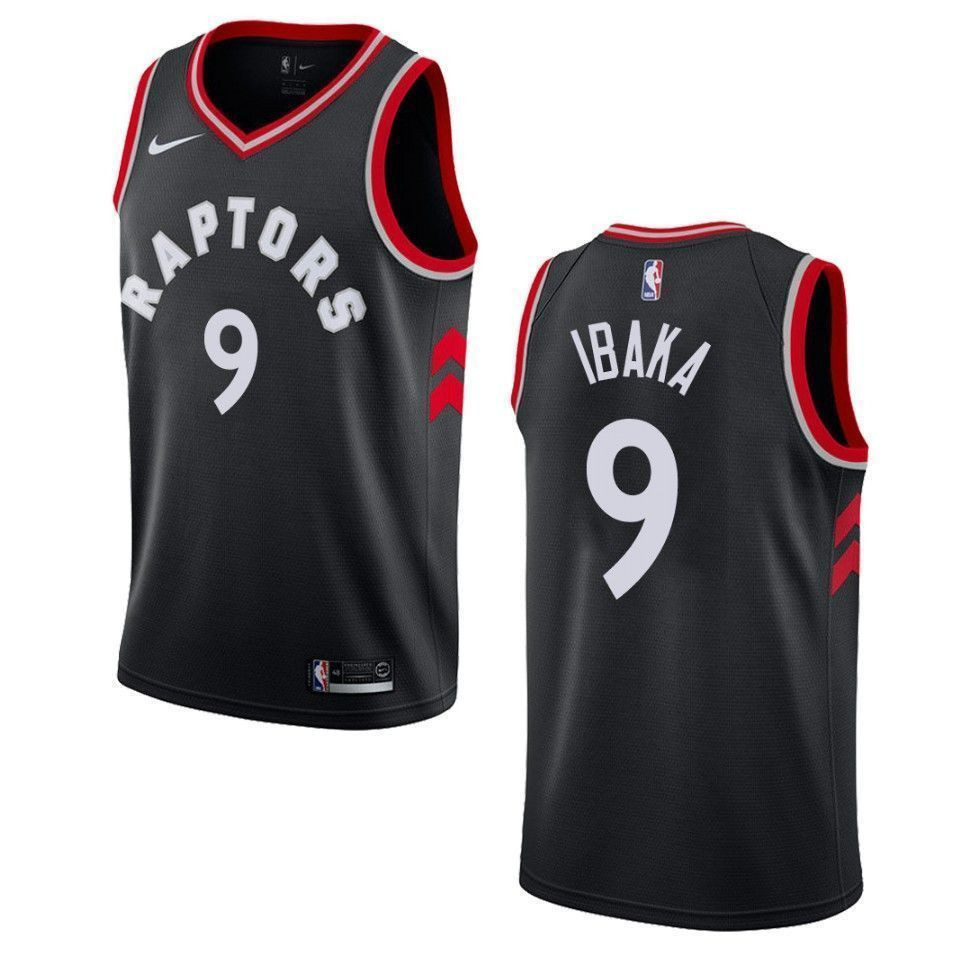 Men's Toronto Raptors 9 Serge Ibaka Statement Swingman Basketball Jersey - Black - JS816 