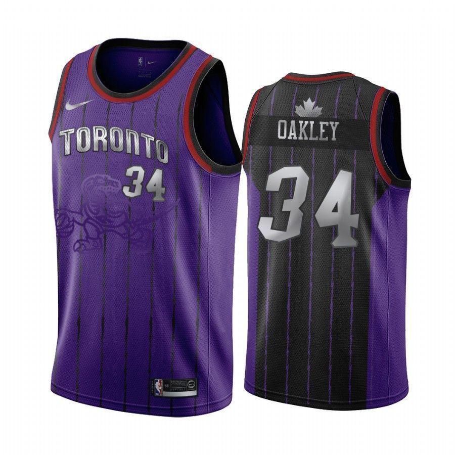 Men's Toronto Raptors Charles Oakley 34 Hardwood Classics Basketball Jersey - JS150 
