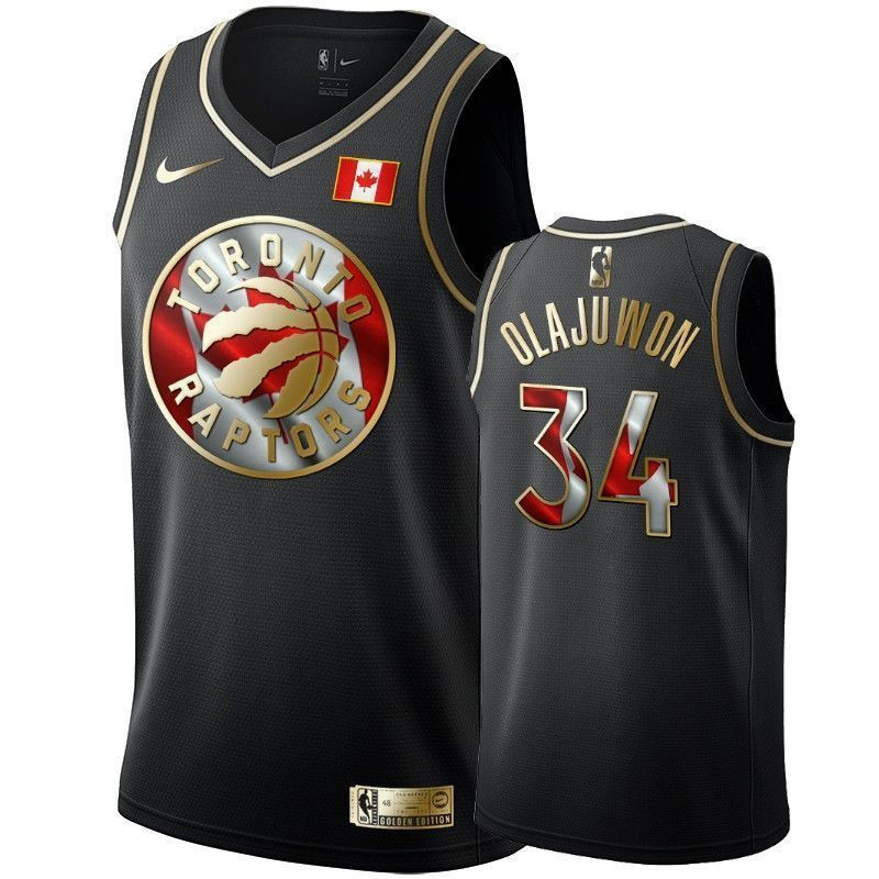 Men's Toronto Raptors Hakeem Olajuwon Canada Day 34 Black Basketball Jersey - JS354 