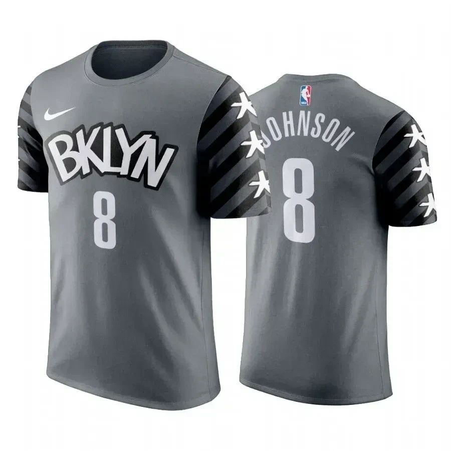Men's Tyler Johnson Brooklyn Nets 8 Statet Basketball Jersey - Gray - JS929 