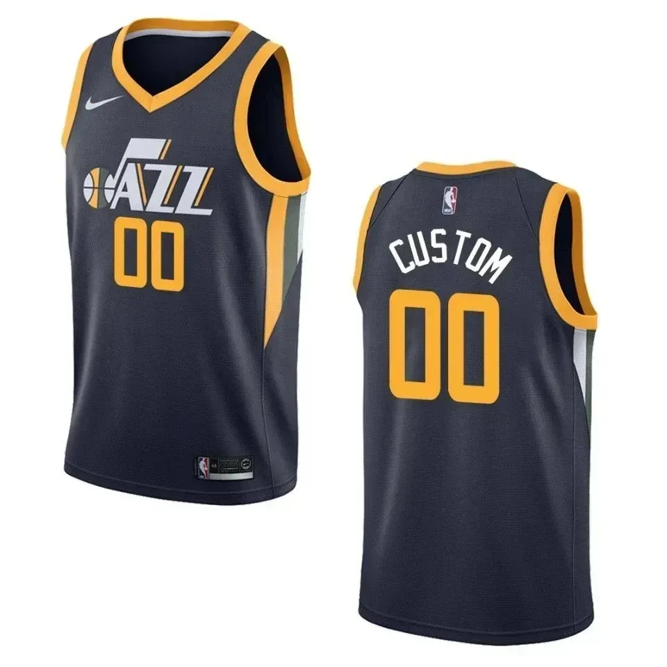 Men's Utah Jazz 00 Custom Icon Swingman Basketball Jersey - Navy - JS383 