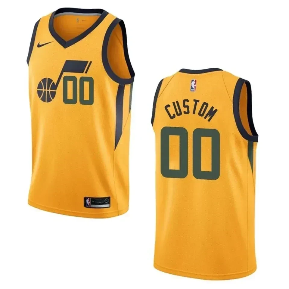 Men's Utah Jazz 00 Custom Statement Swingman Hockey Jersey - Yellow - JS810 