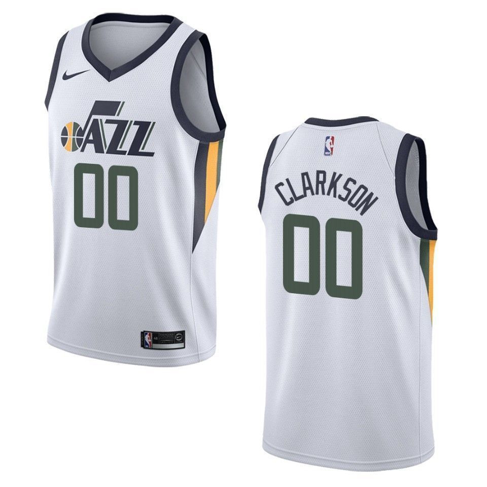 Men's Utah Jazz 00 Jordan Clarkson Association Swingman Basketball Jersey - White - JS935 