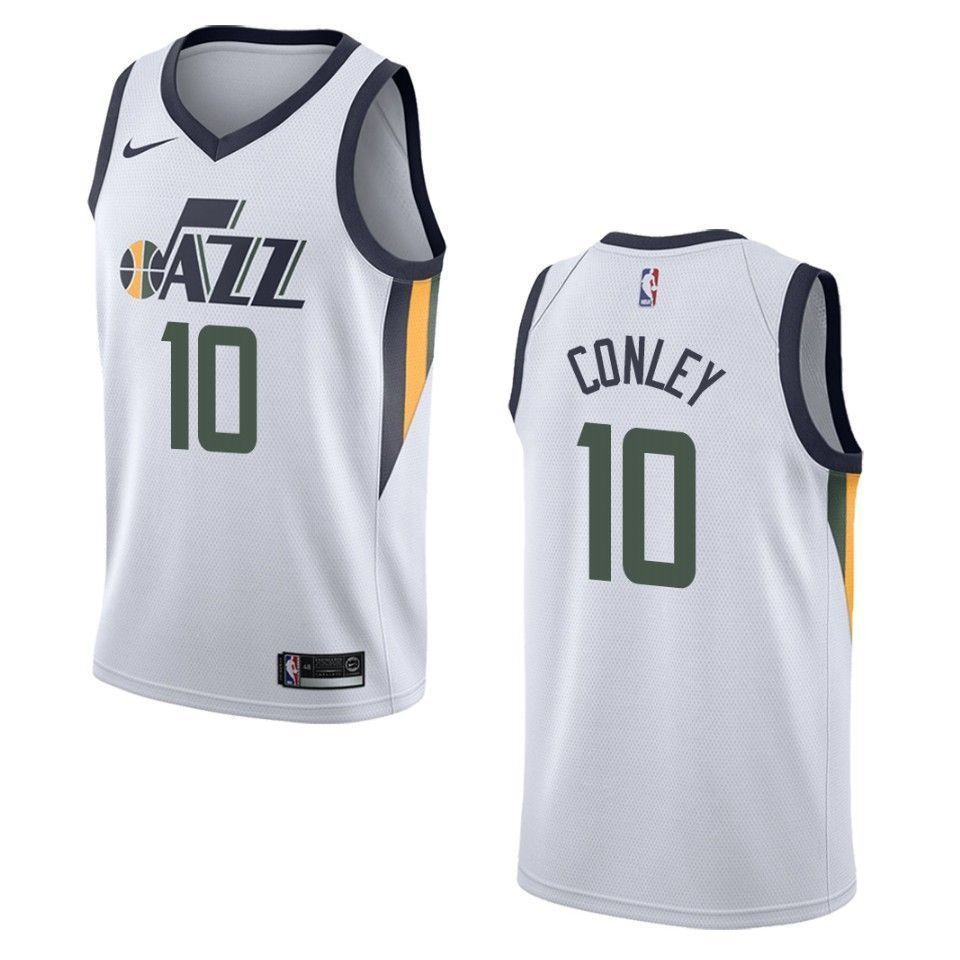 Men's Utah Jazz 10 Mike Conley Association Swingman Basketball Jersey - White - JS567 