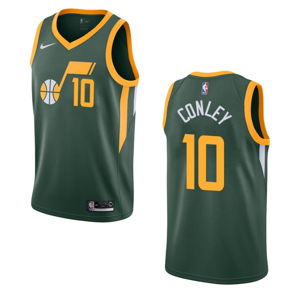 Men's Utah Jazz #10 Mike Conley Earned Swingman Basketball Jersey - Green