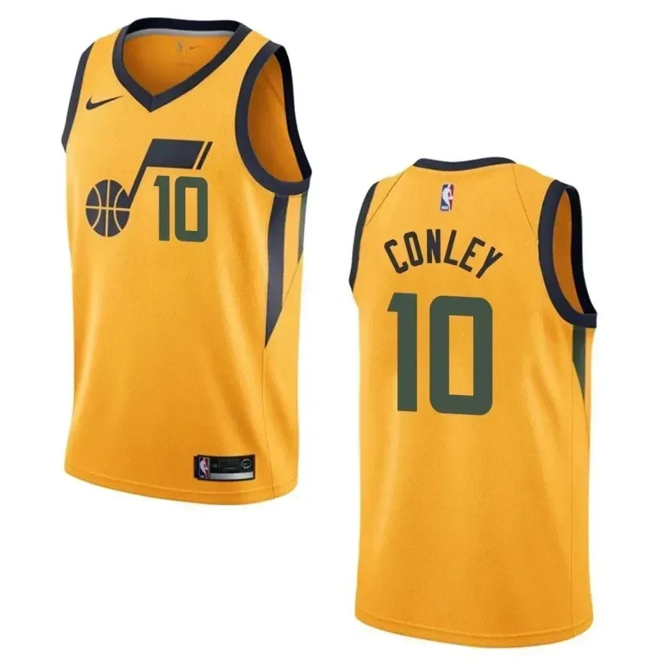 Men's Utah Jazz 10 Mike Conley Statement Swingman Basketball Jersey - Gold - JS647 