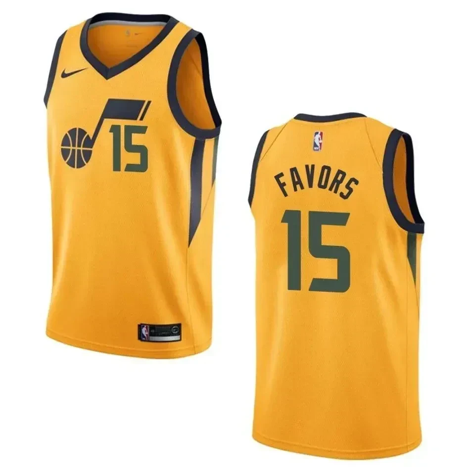 Men's Utah Jazz 15 Derrick Favors Statement Swingman Hockey Jersey - Yellow - JS481 