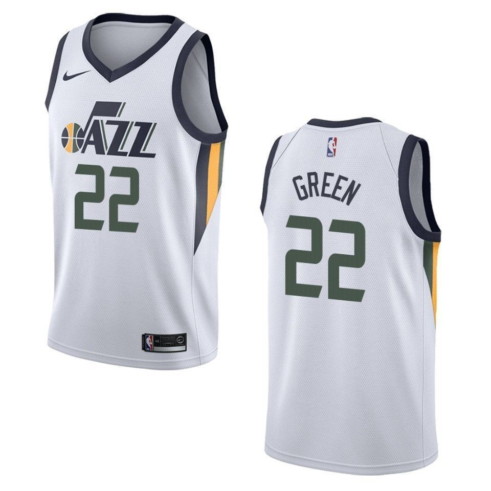 Men's Utah Jazz 22 Jeff Green Association Swingman Basketball Jersey - White - JS397 