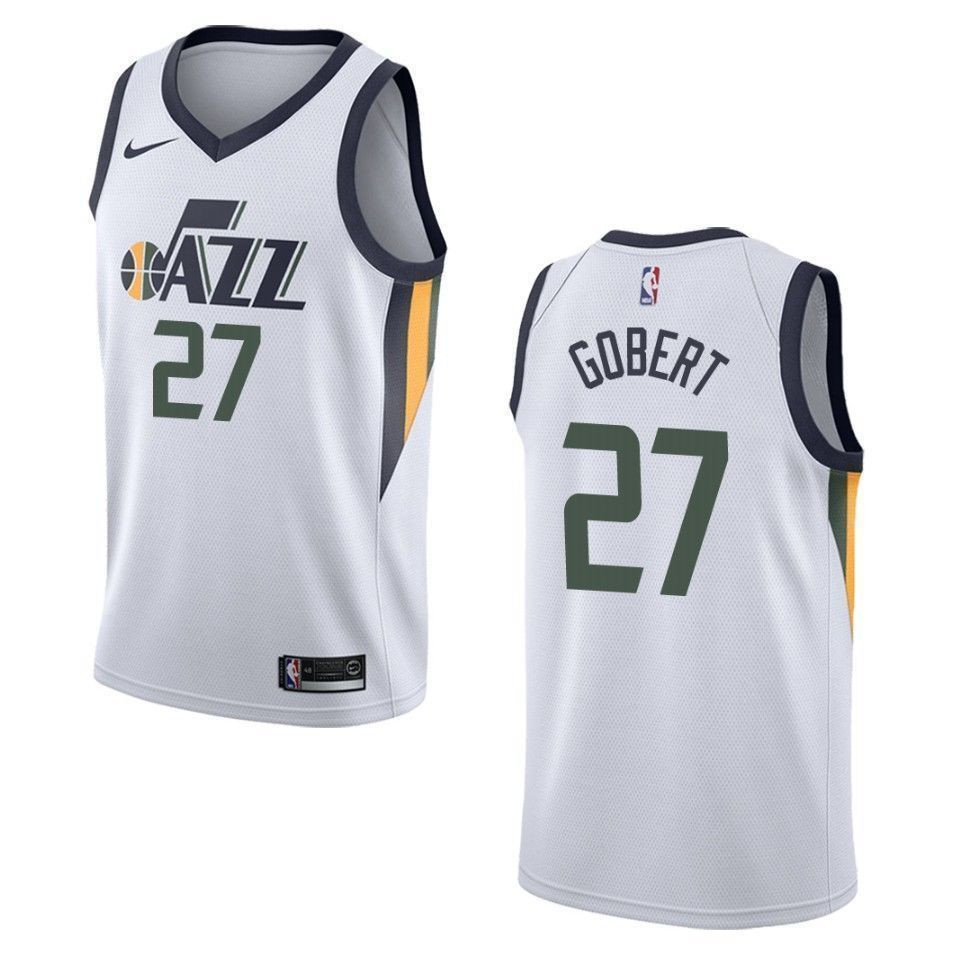 Men's Utah Jazz 27 Rudy Gobert Association Swingman Hockey Jersey - White - JS116 