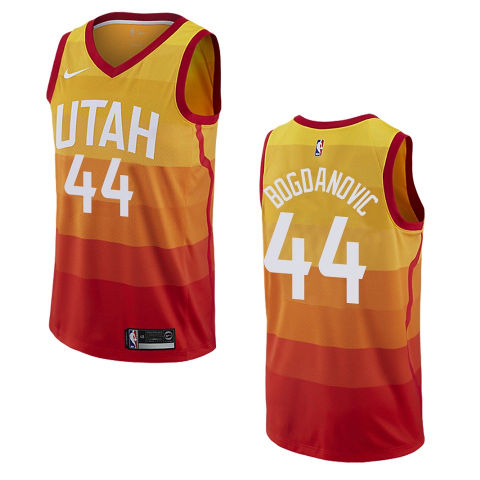 Men's Utah Jazz #44 Bojan Bogdanovic City Swingman Basketball Jersey - Orange