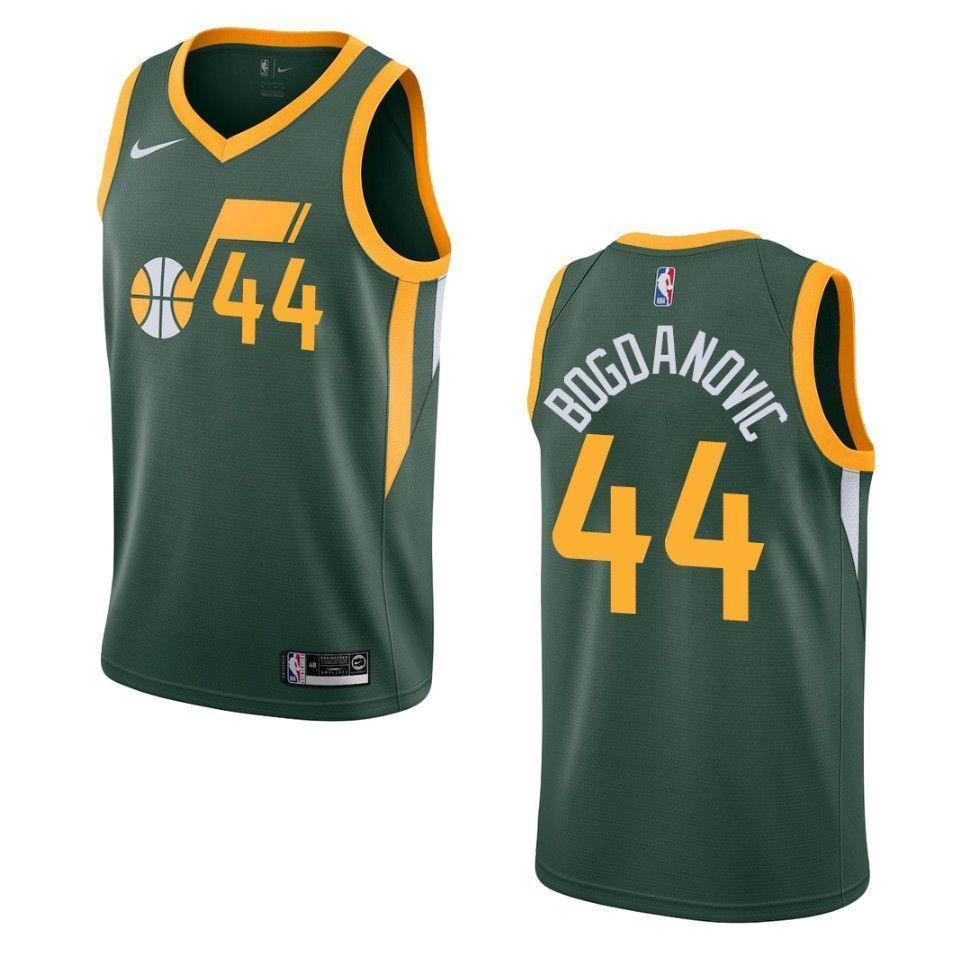 Men's Utah Jazz 44 Bojan Bogdanovic Earned Swingman Hockey Jersey - Green - JS879 