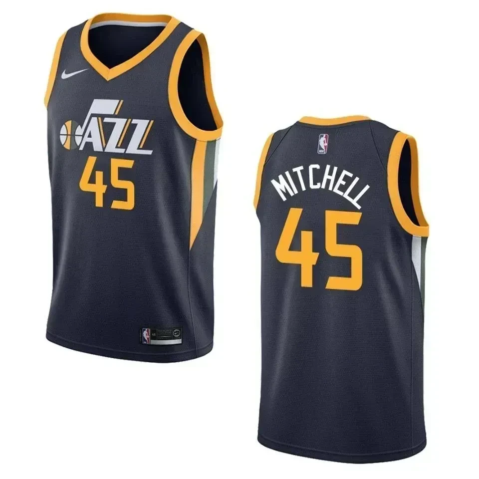 Men's Utah Jazz 45 Donovan Mitchell Icon Swingman Hockey Jersey - Navy - JS928 