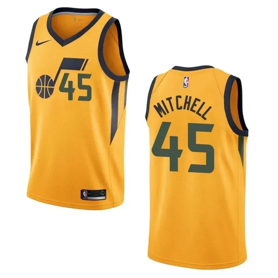 Men's Utah Jazz 45 Donovan Mitchell Statement Swingman Basketball Jersey - Yellow - JS977 