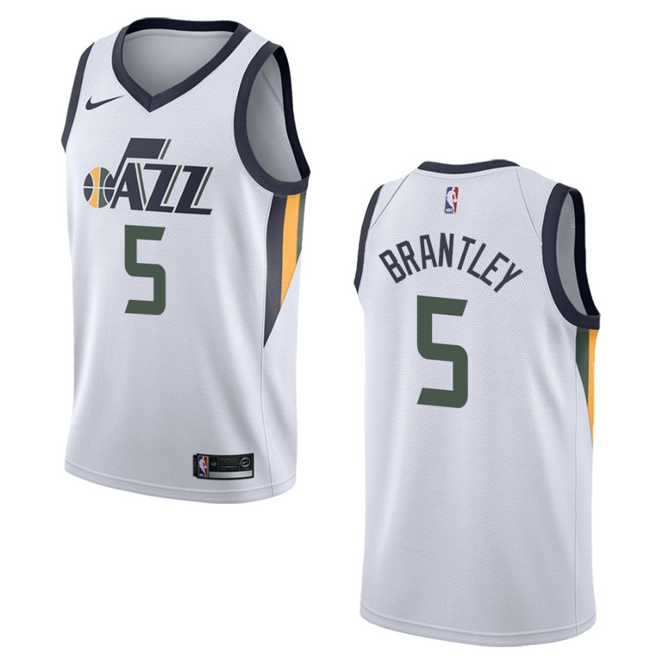 Men's Utah Jazz #5 Jarrell Brantley Association Swingman Basketball Jersey - White