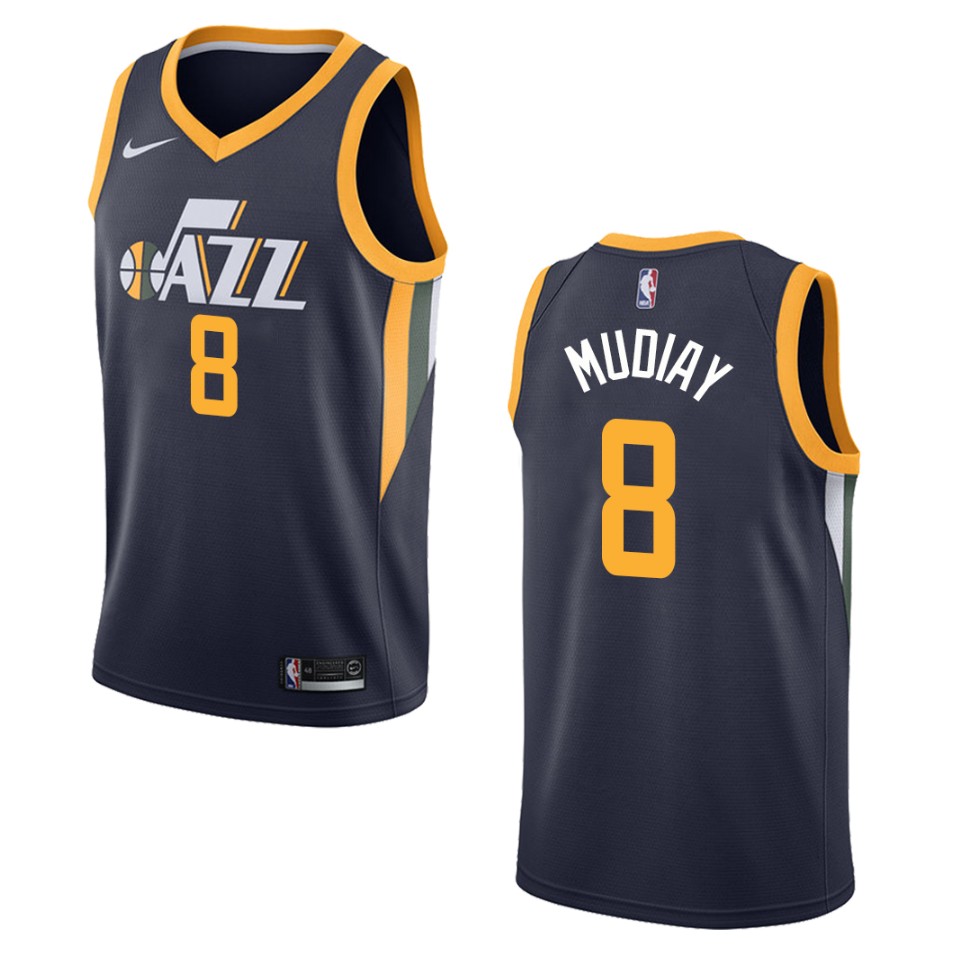 Men's Utah Jazz #8 Emmanuel Mudiay Icon Swingman Basketball Jersey - Navy